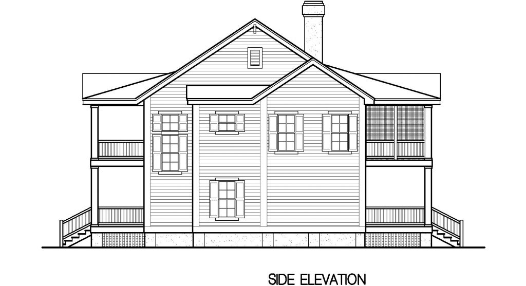 001 - Porches-Crlspace-3Bdrm - 4 - Side Elevation