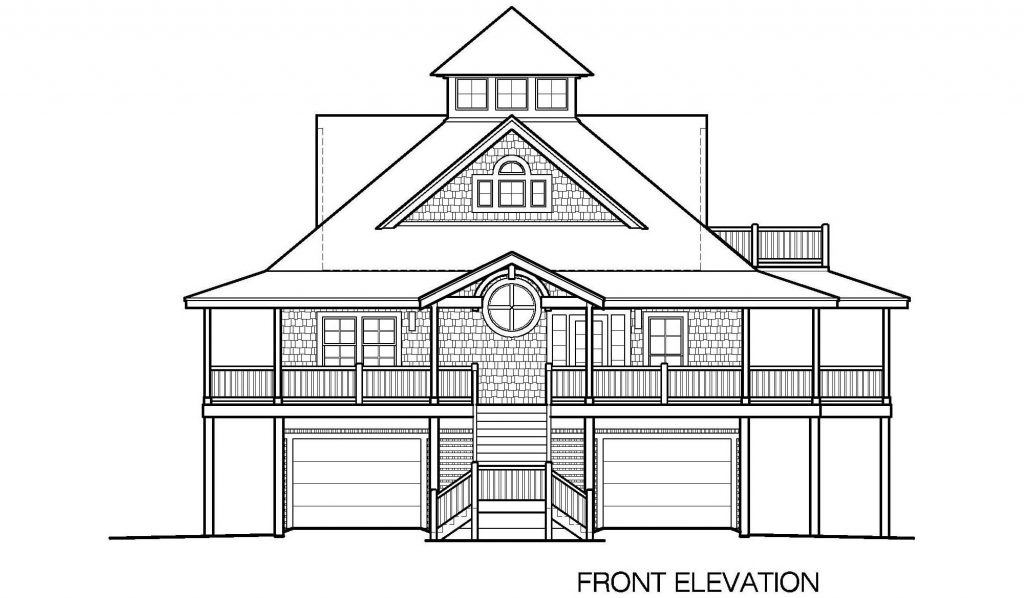 002 - Island-2058-Pile-Frt-Ent - 4 - Front Elevation