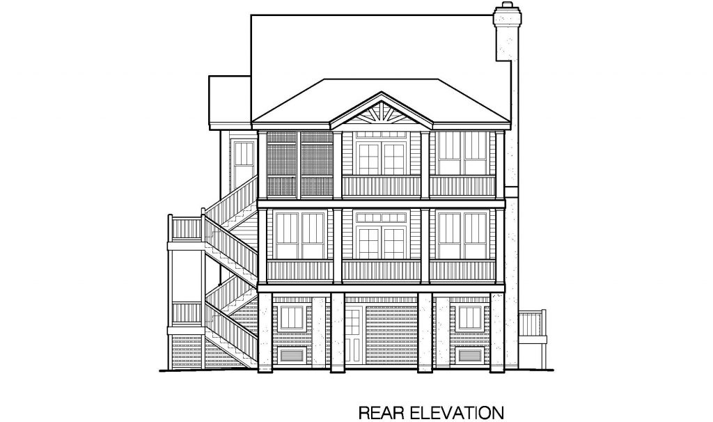 003 - Porches-2395-Pile-3Bdrm-Elev-Sid-Ent - 6 - Rear Elevation